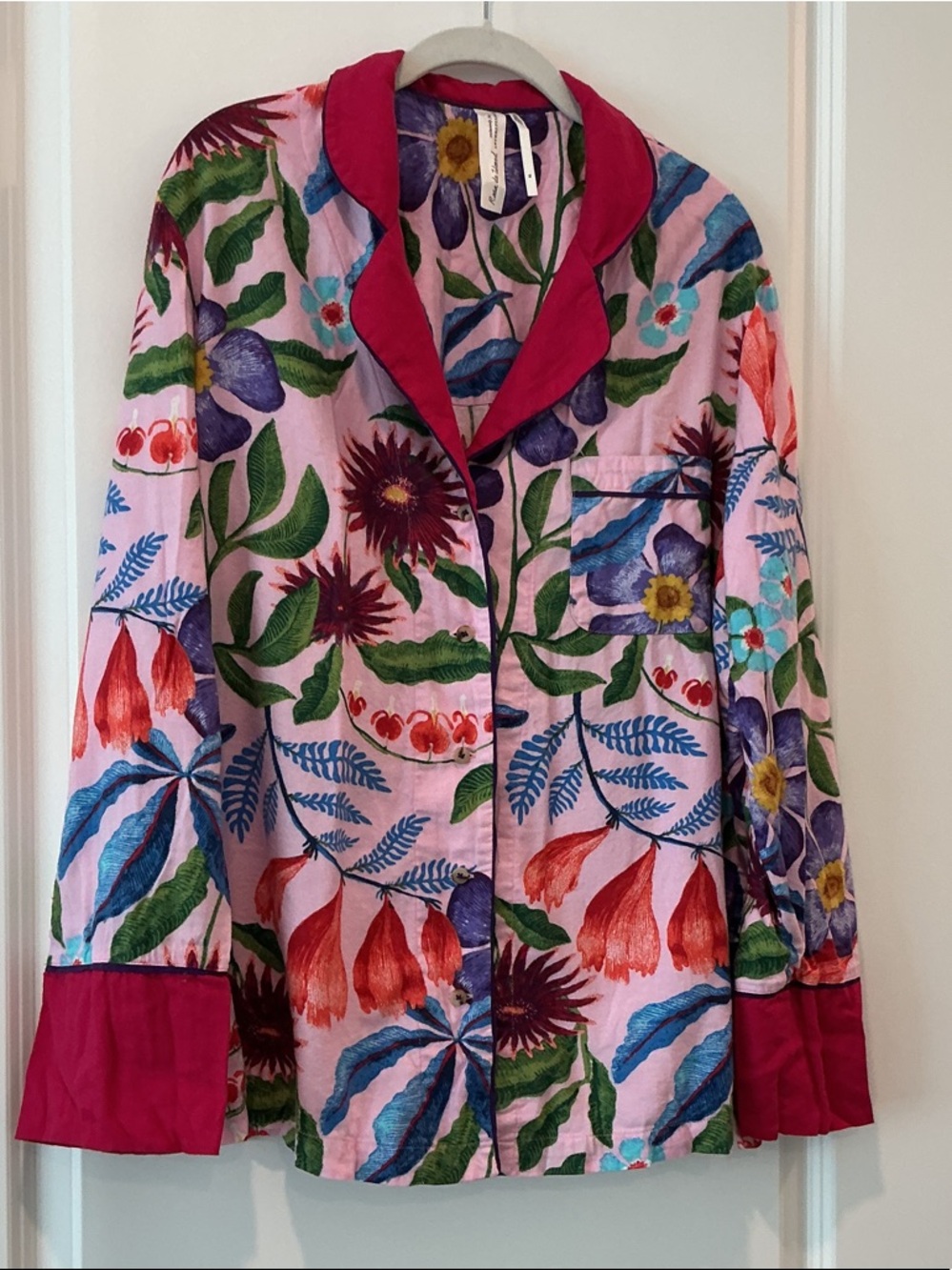 Anthropologie Rosa de Weerd Floral Flannel Pajama Top XL